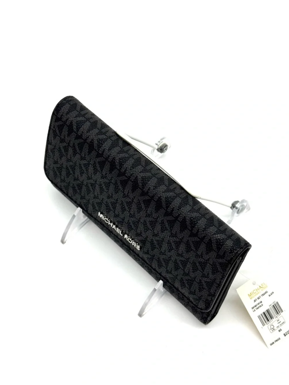 Michael Kors Large Trifold Wallet Black Signature - Picture 7 of 10